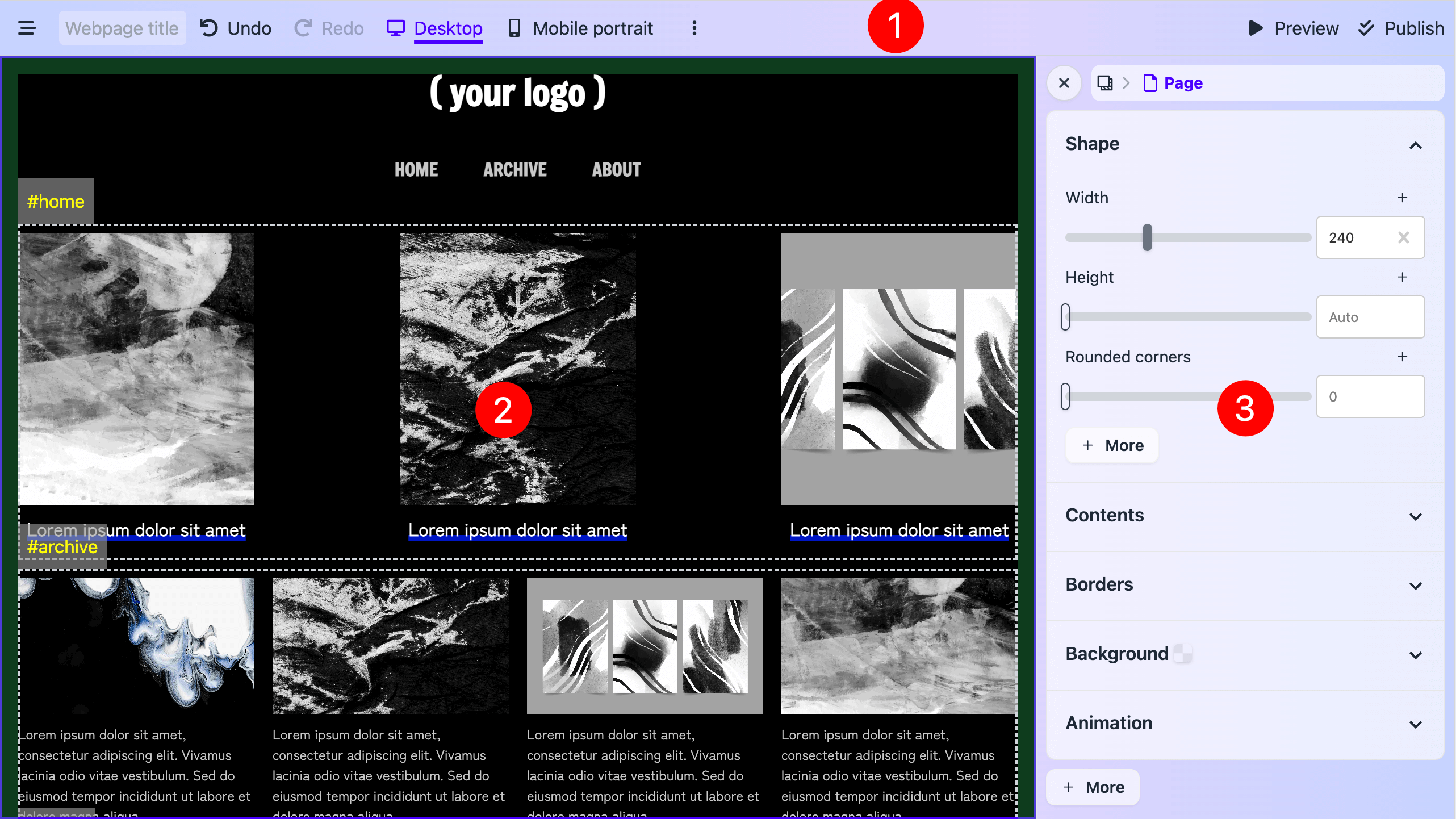 Editor layout