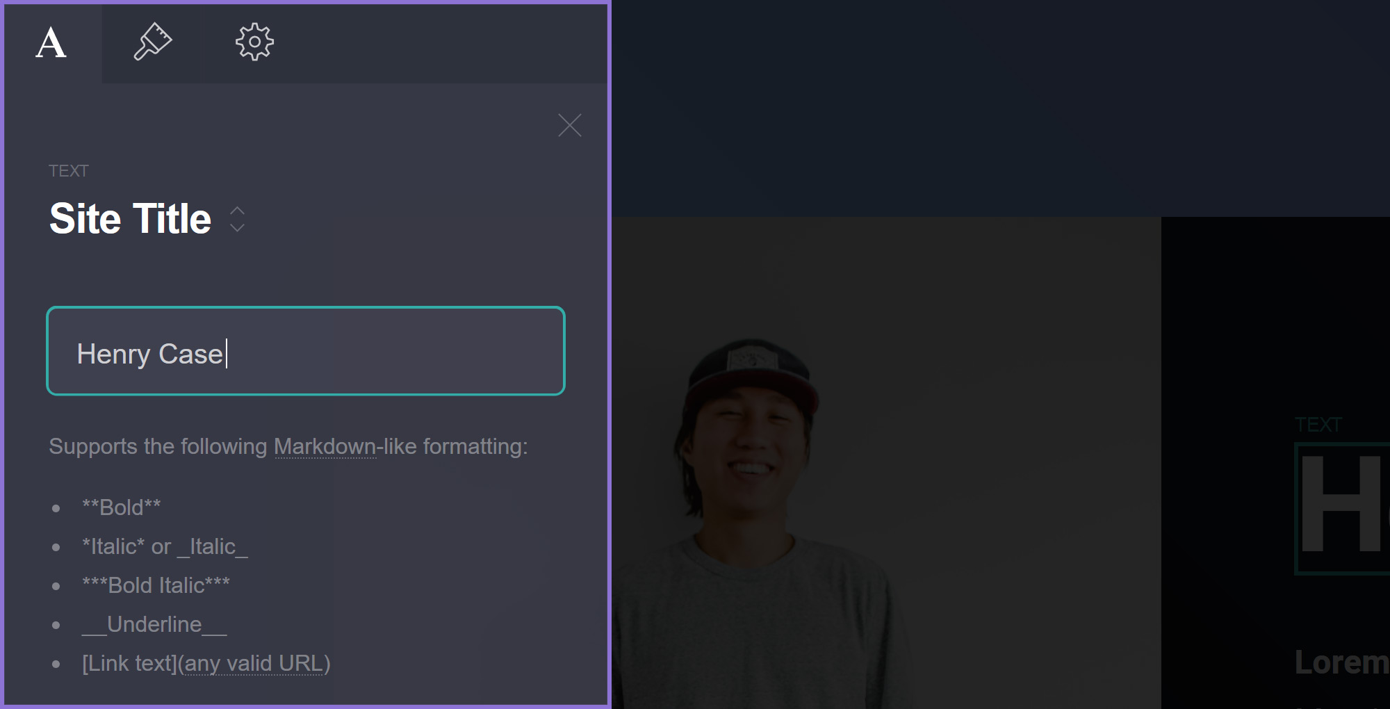Eigenschaften-Panel Bild